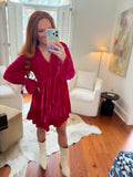Pink Velvet Ruffle Dress
