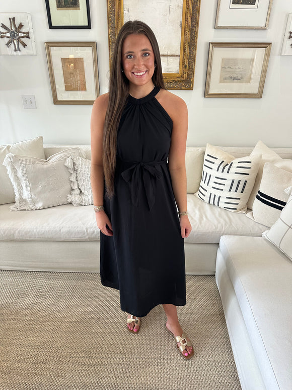 Black Sleeveless Midi Dress