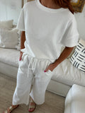 Ivory Textured Pant Set