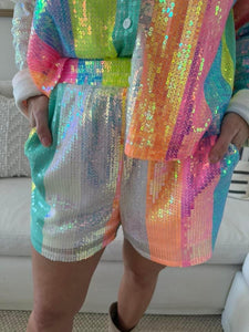 Rainbow Sequin Shorts
