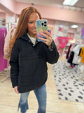 Black Quilted Puff Pullover
