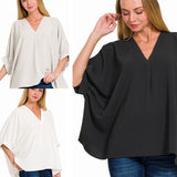 The Sidney Puff Sleeve Air Flow Top