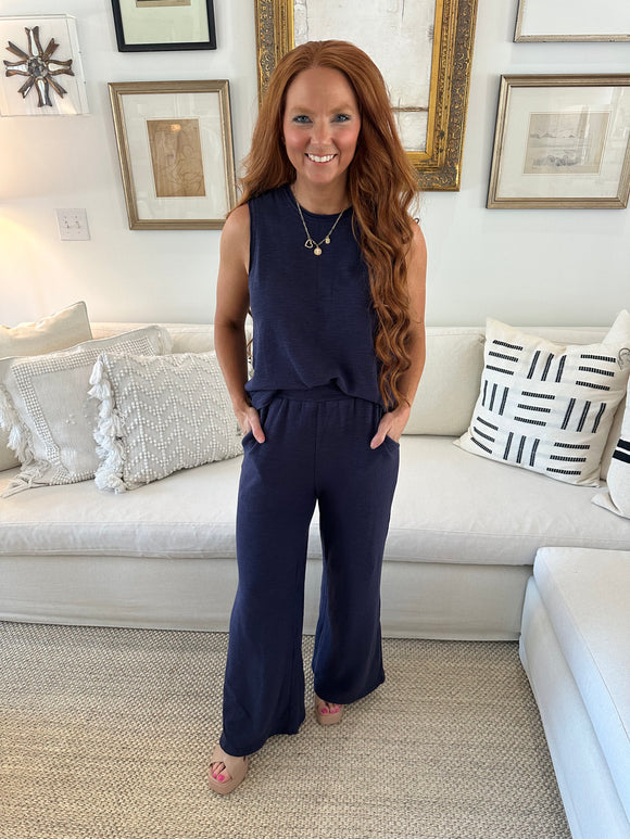 The Renee Navy Pant Set