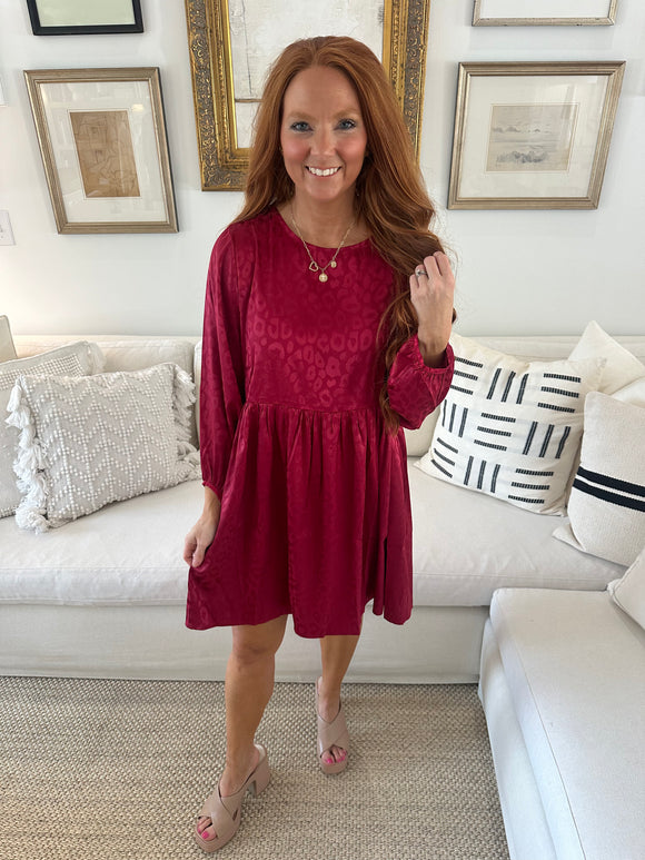 Maroon Muted Leopard Dress