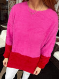 Hot Pink Color Block Sweater