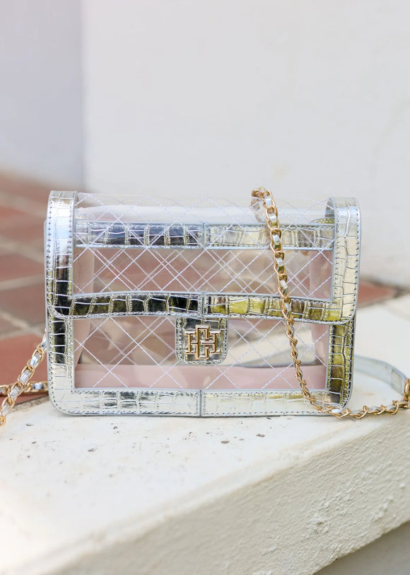 Quinn Quilted Clear Purse-Platinum