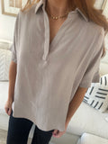 Melanie Ash Mocha Collared Blouse