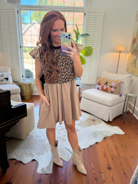 The Hazel Camel Leopard Dress