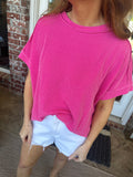 Pink Ribbed Seamed Top