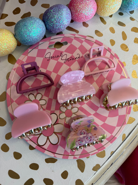 Pink Hair Clip Set