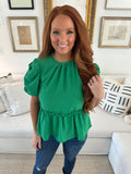 Kelly Green Peplum Top