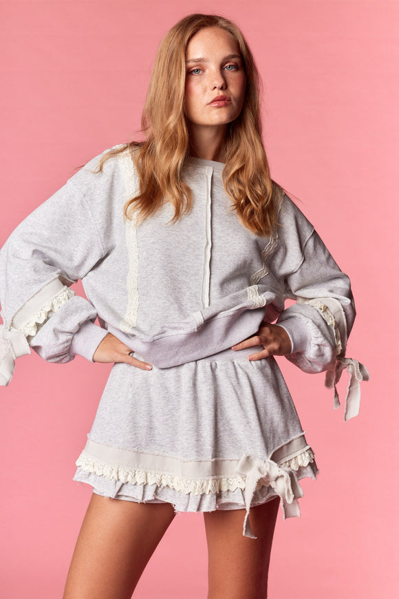 Lace Ribbon Sweat Set