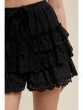 Lace Tiered Shorts with Ruffle Details