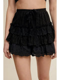 Lace Tiered Shorts with Ruffle Details