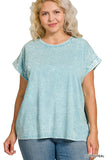Plus Crinkle Washed Round Neck Tee
