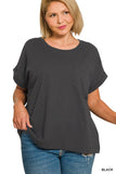 Plus Cuffed Front Pocket Short Sleeve Tee