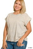 Plus Crinkle Washed Round Neck Tee