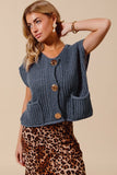 Big Metal Button Front Sweater Vest