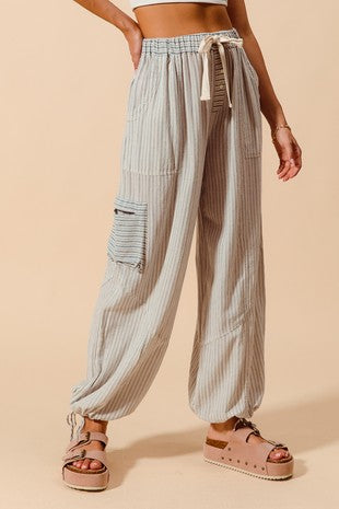 Multi Stripe Block Balloon Style Pants