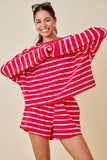 Striped Terry Loose Fit Lounge Sweatshirt