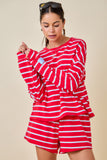 Striped Terry Loose Fit Lounge Sweatshirt
