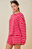 Striped Terry Loose Fit Lounge Sweatshirt