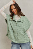 Triangle Quilted Over Sized Sleeveless Vest Jacket