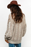 TWO TONE CABLE CHUNKYSWEATER CARDIGAN