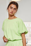 Bubble Hem & Sleeve Terry Crop Top