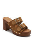 Trendy KA-77 wedge heel mules with adjustable buckle