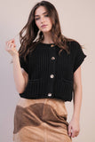 12W3382N-Oversized Button Down Knit Sweater Top