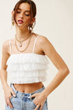 Ruffled Tulle Tiered Cropped Tank Top