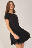D4338 Seamed A-Line Flare Solid Mini Dress