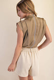 High Neck Back Zipper Top
