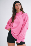 9164HK Oversized Mock Neck Washed Sweatshirt