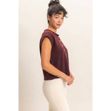Rolled Edge Button Front Sweater Vest