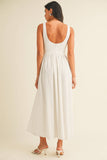 ID9030 BOATNECK SCOOP BACK CHEVRON WAIST FLARED MIDI