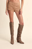 SUEDE SOLID COLOR SLIM FIT-IN STRETCH MICRO SHORTS