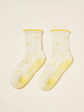 Mini Bow Petal Grip Sock [Butter], Pilates Socks