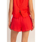 Eyelet Elastic Shorts With Pockets