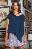 Asymmetrical Hem Solid Top With Raw Edges