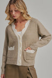 SOFT TOUCH BUTTON DOWN SWEATER CARDIGAN WITH SCALLOPED EDGE