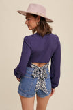 Floral Back Tie Ribbed Crop Top