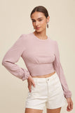 Floral Back Tie Ribbed Crop Top