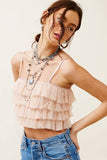 Ruffled Tulle Tiered Cropped Tank Top