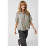 Bubble Hem Zip Front Blouse