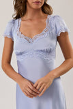 CAP SLEEVE LACE TRIM NECKLINE DETAIL BIAS MINI DRESS
