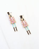 Naughty or Nice Nutcracker Earring Pink