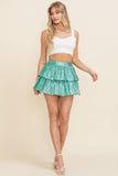 CS10014Y - Pleated Metallic Tiered Skirt