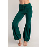 COTTON LYCRA BUBBLED FLARE PANTS